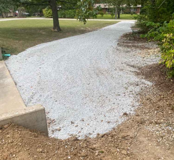 Site preparation for concrete driveway construction