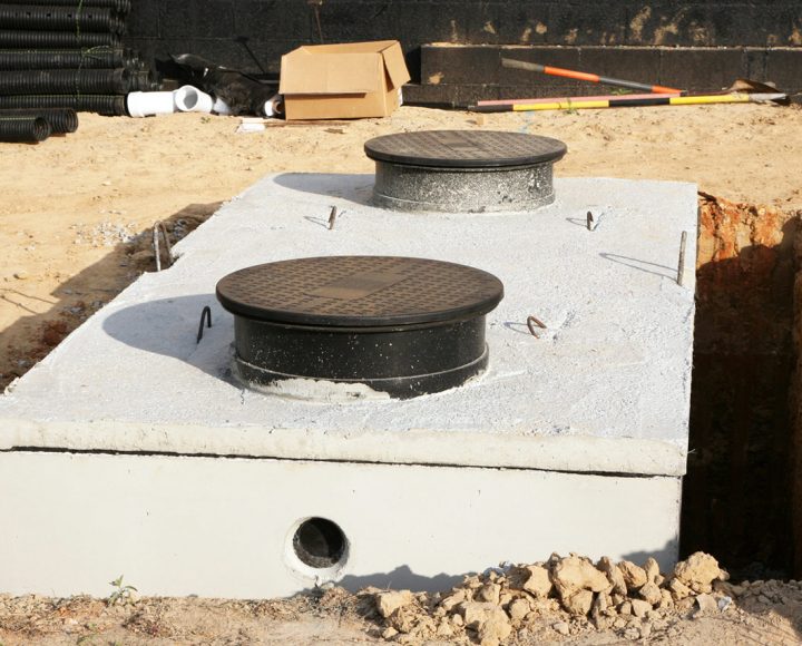 A new septic system installed in a residential property