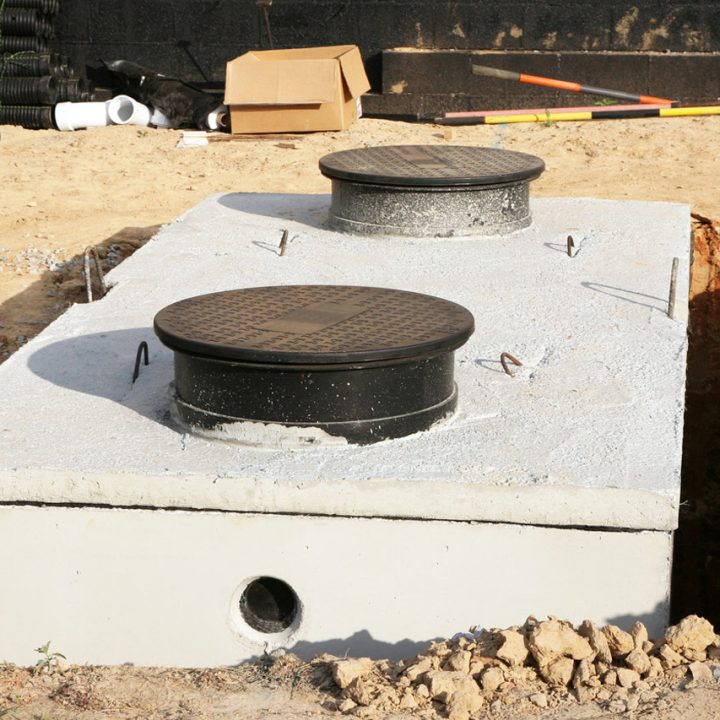 A new septic system installed in a residential property