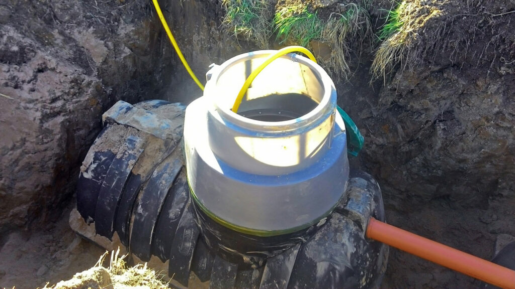 A septic system in a residential property. CMK provides septic system services