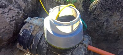 A septic system in a residential property. CMK provides septic system services