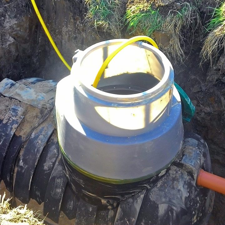 A septic system in a residential property. CMK provides septic system services